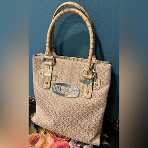 Vintage! Guess Tansy Cream Tote Bag with Logo Gs